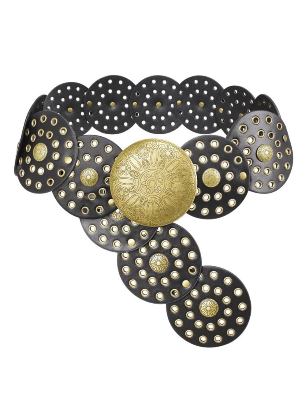 Wide Western Cowboy Disc Belt for Women Concho Cowgirl Vintage PU Leather Waist